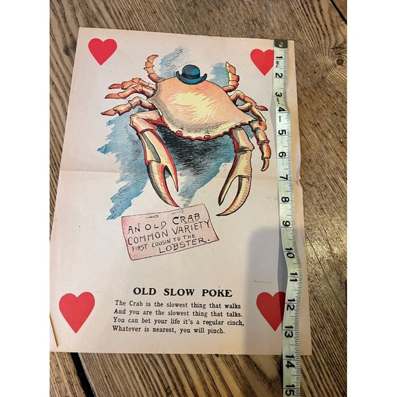 Antique vintage vinegar valentine penny dreadfuls crab...